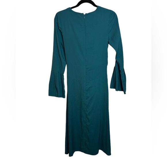 Tome Teal Tie Waist Keyhole Midi Dress Size 2 - Picture 7 of 13
